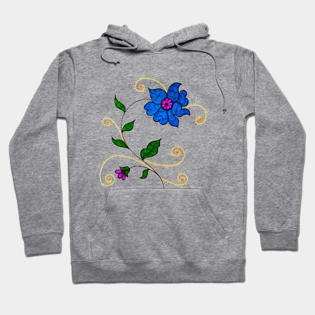 blue floral Hoodie by TaarsDesigns